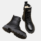 Women's Fur-Lined Lace-Up Leather Ankle Boots
