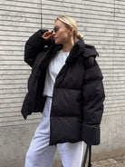 Women's Hooded Puffer Jacket with Full-Zip Front