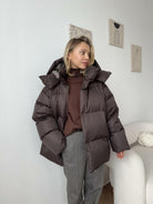 Women's Hooded Puffer Jacket with Full-Zip Front