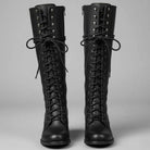 Women's Lace-Up Studded Knee-High Boots Block Heel - Black