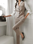 Women's Three-Piece Suit Set Notch Lapel Blazer, Vest & Trousers