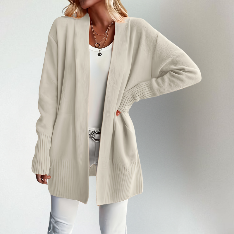 Women's Open Front Knit Cardigan with Long Sleeves