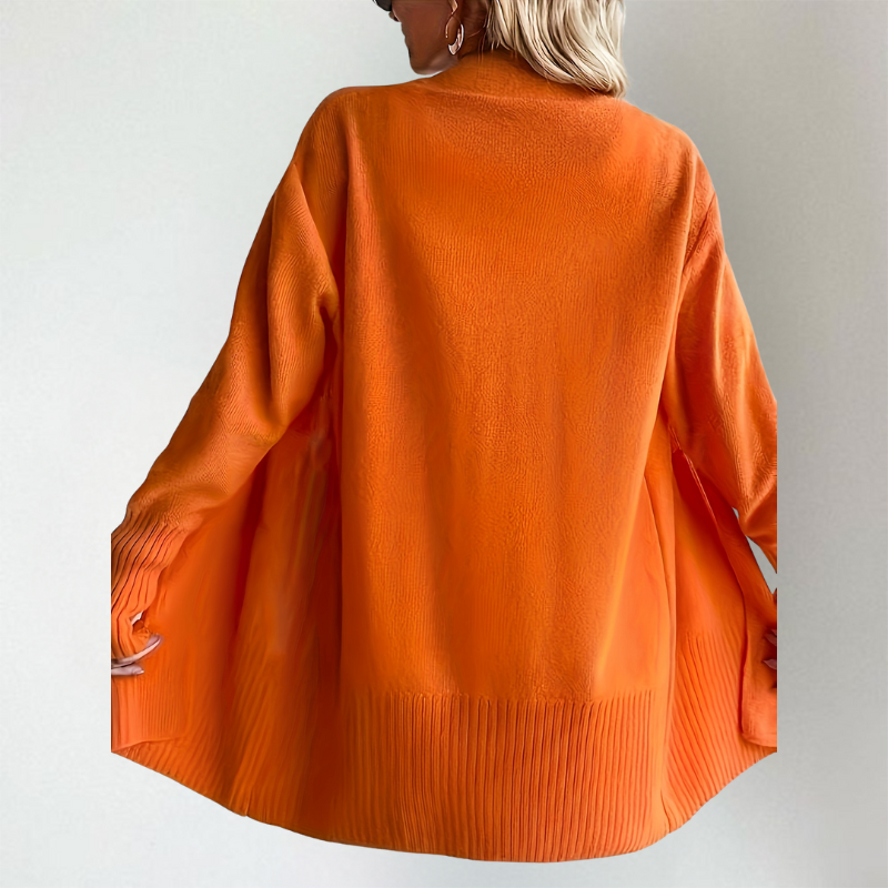 Women's Open Front Knit Cardigan with Long Sleeves