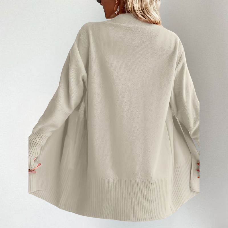 Women's Open Front Knit Cardigan with Long Sleeves