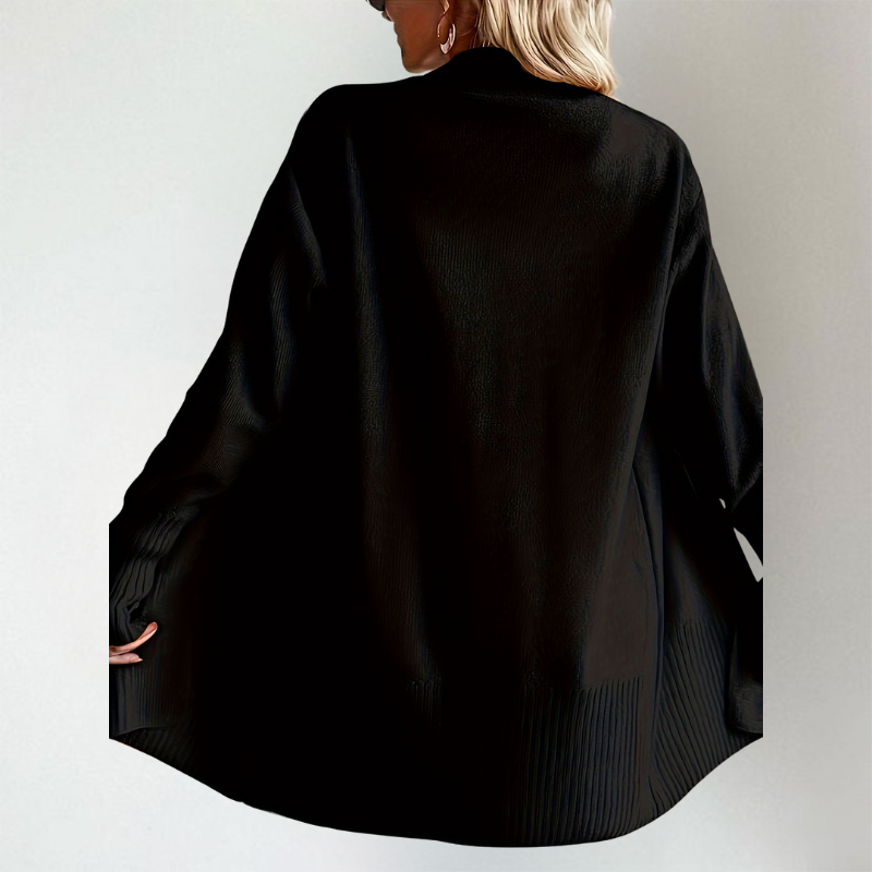 Women's Open Front Knit Cardigan with Long Sleeves