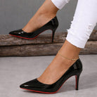 Women's Patent Stiletto Court Shoes with Pointed Toe and Cushioned Footbed