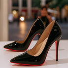 Women's Patent Stiletto Court Shoes with Pointed Toe and Cushioned Footbed