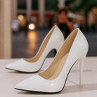 Women's Patent Stiletto Court Shoes with Pointed Toe and Cushioned Footbed