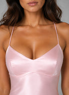 Women's Satin-Feel Bias-Cut Open-Back Maxi Evening Gown