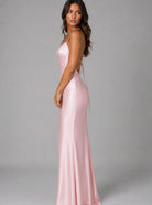 Women's Satin-Feel Bias-Cut Open-Back Maxi Evening Gown