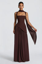 Women's Satin Maxi Dress with Adjustable Straps