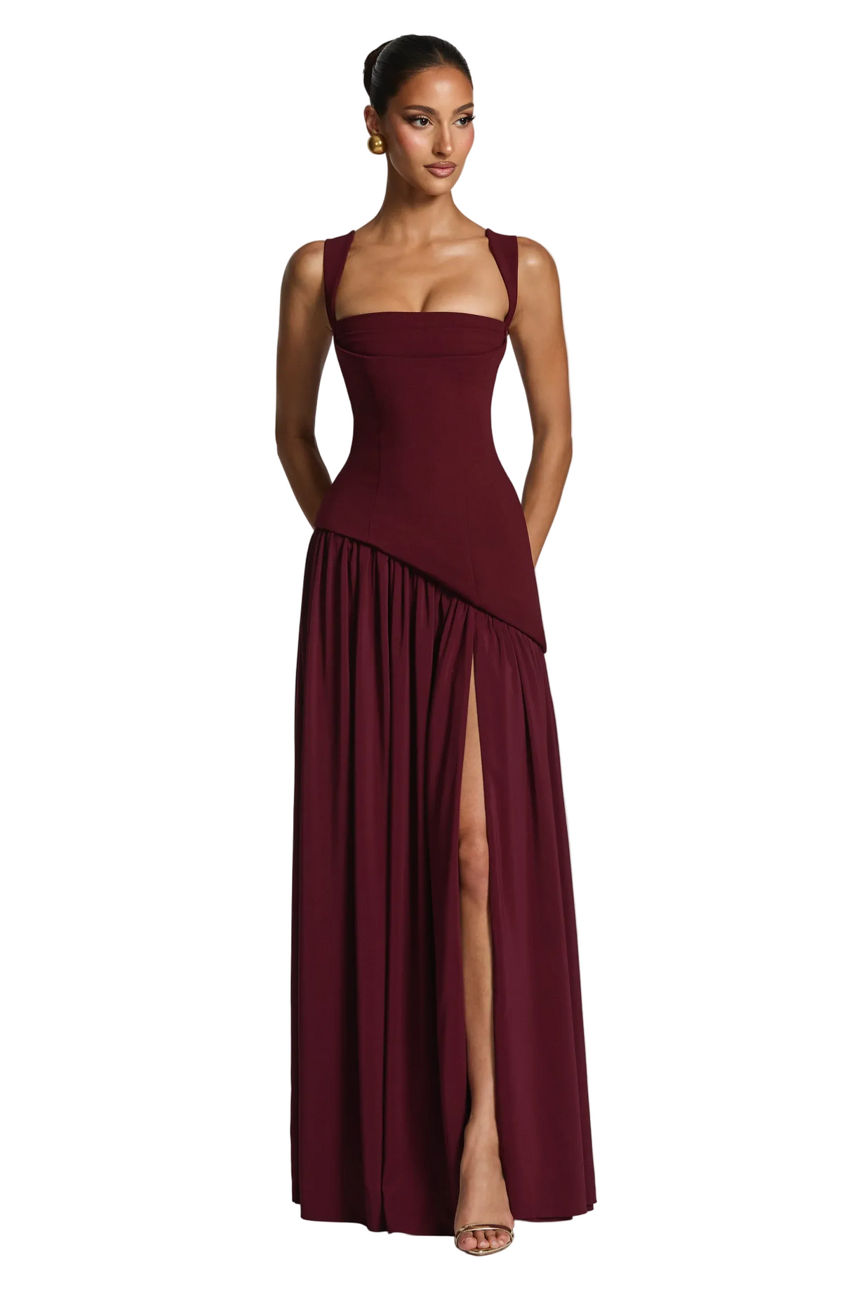 Women's Satin Maxi Dress with Adjustable Straps