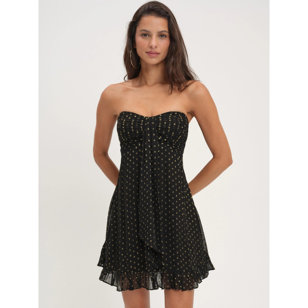Women's Floral Strapless Mini Dress for Wedding Guests