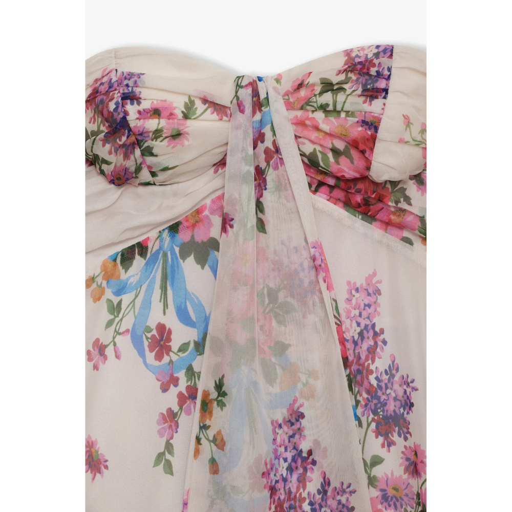 Women's Floral Strapless Mini Dress for Wedding Guests