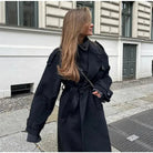 Women's Winter Coat Double-Breasted Belted Long Trench Coat