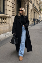 Women's Wool Trench Coat Notched Collar Double-Breasted Belted