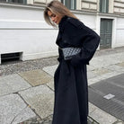 Women's Wool Trench Coat Notched Collar Double-Breasted Belted