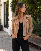 Nellie Slim Fit Faux Suede Biker Jacket_1