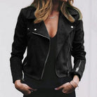 Nellie Slim Fit Faux Suede Biker Jacket_4