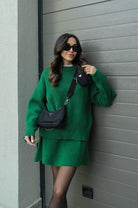 Women's Knit Sweater and Skirt Set - Oversized Top with Fitted Skirt