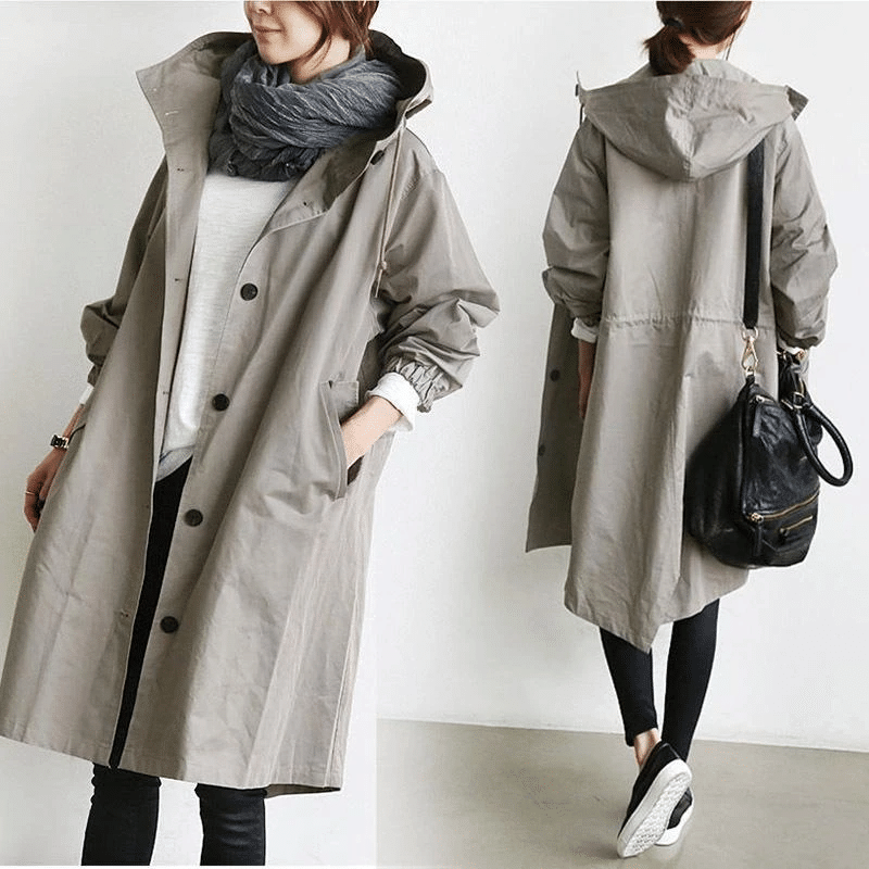 Women's Packable Rain Jacket with Adjustable Hood – Water-Resistant Windbreaker