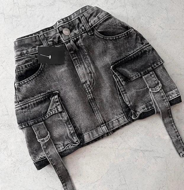 Filomena | Dames Denim Minirok, A-Lijn Pasvorm met Multi-Zakken Design