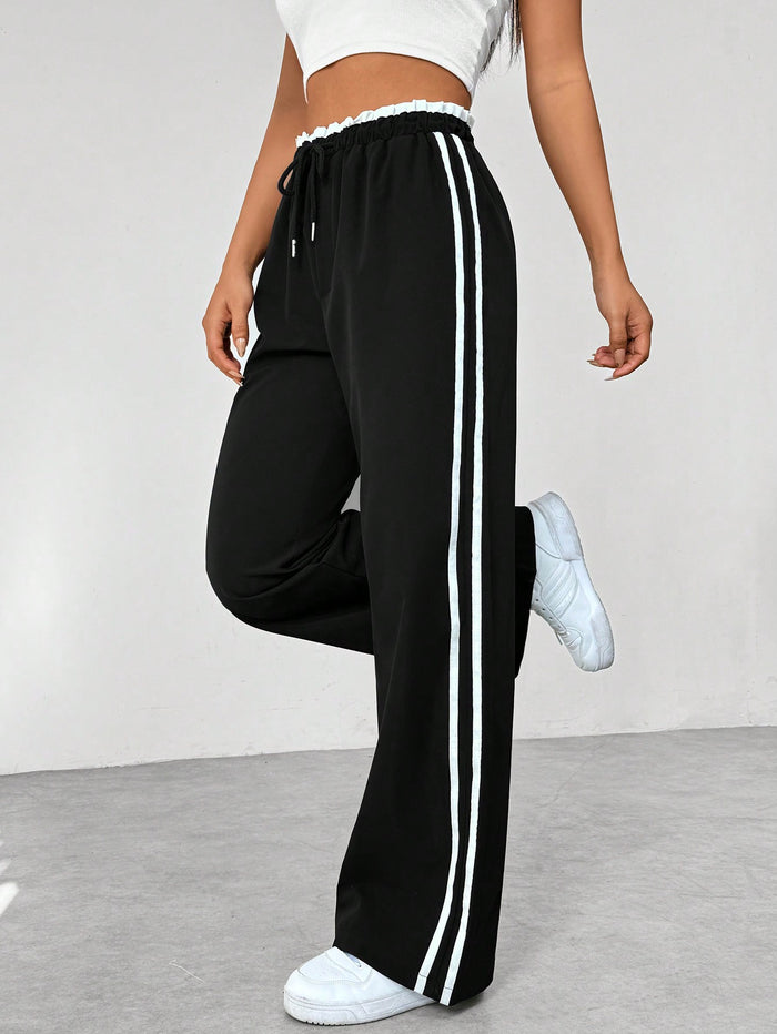 Women's High-Waist Jogger Sweatpants - Side-Stripe Detail, Relaxed Fit